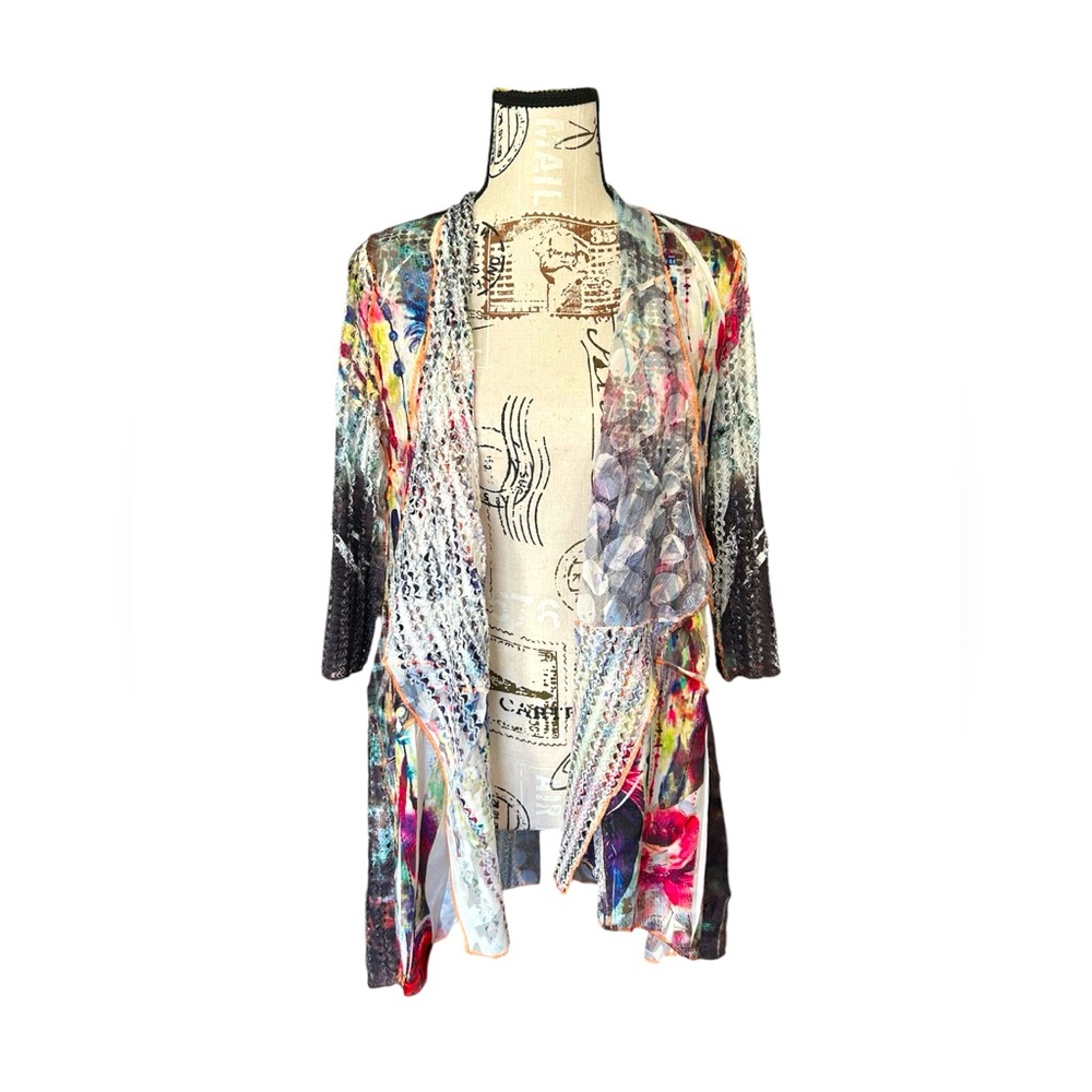 5/$25 RADZOLI multi-colored lightweight cardigan in gorgeous tones size small